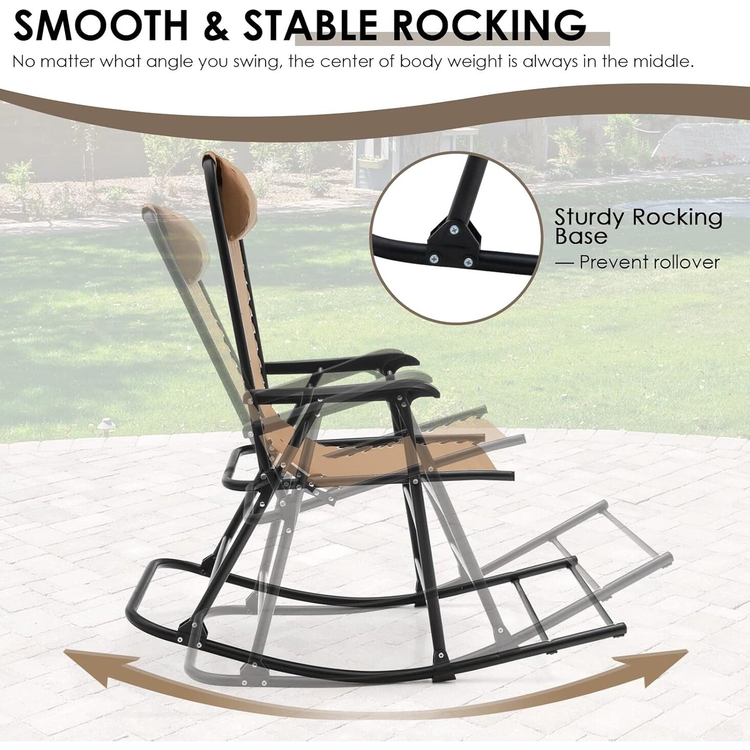 Folding Rocking Chair, Zero Gravity Rocking Camping Chair - Bed
