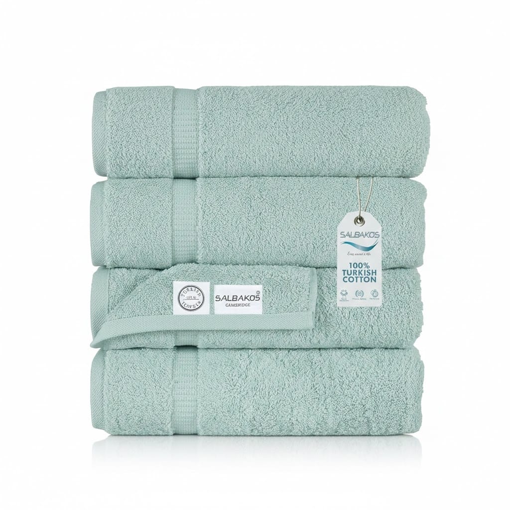 Salbakos Cotton Bath Towels Turkish Cotton Soft Absorbent Set of 4 - 27x54