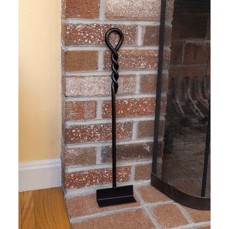 Achla Designs Mini Rope Design Fireplace Hoe Tool, 18 Inch Tall, Black