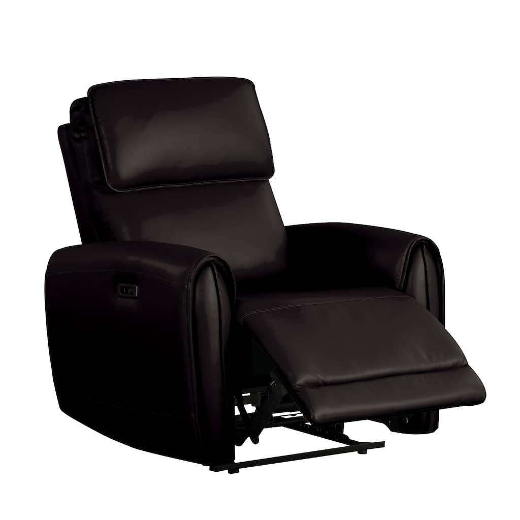 Sily Power Recliner Chair, Flange Trim, Foam Black Faux Leather Seat