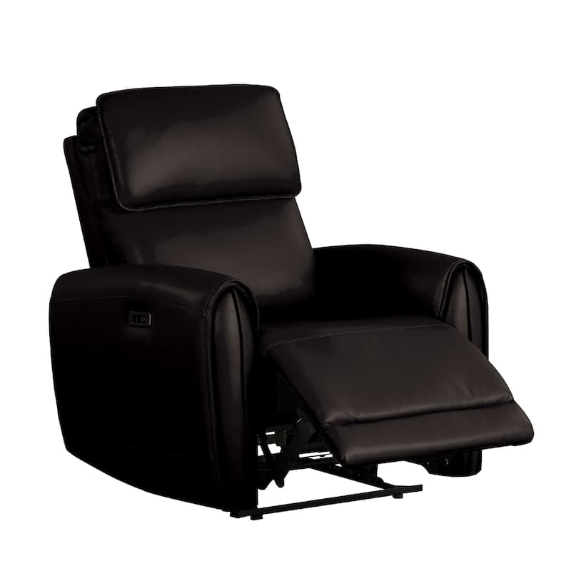 Sily Power Recliner Chair, Flange Trim, Foam Black Faux Leather Seat