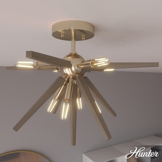 Hunter Jupiter Star 8-Light Semi-Flush Mount Ceiling Light - Entry, Dining Room, Bedroom - Mid-Century Modern, Starburst