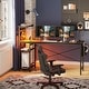 preview thumbnail 1 of 54, 61" Gaming Desk Computer Desk with LED Lights Storage Shelves and Side Bag Home Office Desk
