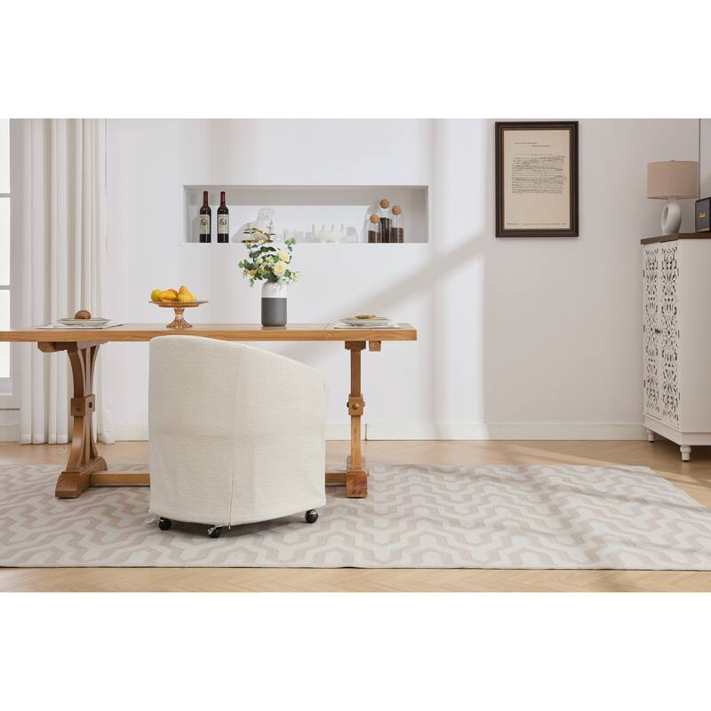 Modern 360° Rotating Fabric Kitchen Dining Chair with Back Cushion Universal Wheels for Dining Room Kitchen Living Room Bedroom