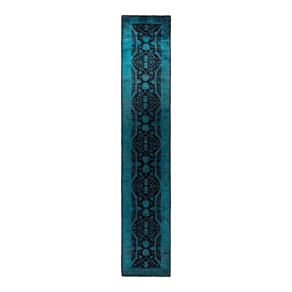 Vibrance, One-of-a-Kind Handmade Runner Rug - Black, 3' 1" x 17' 9" - 3' 1" x 17' 9"
