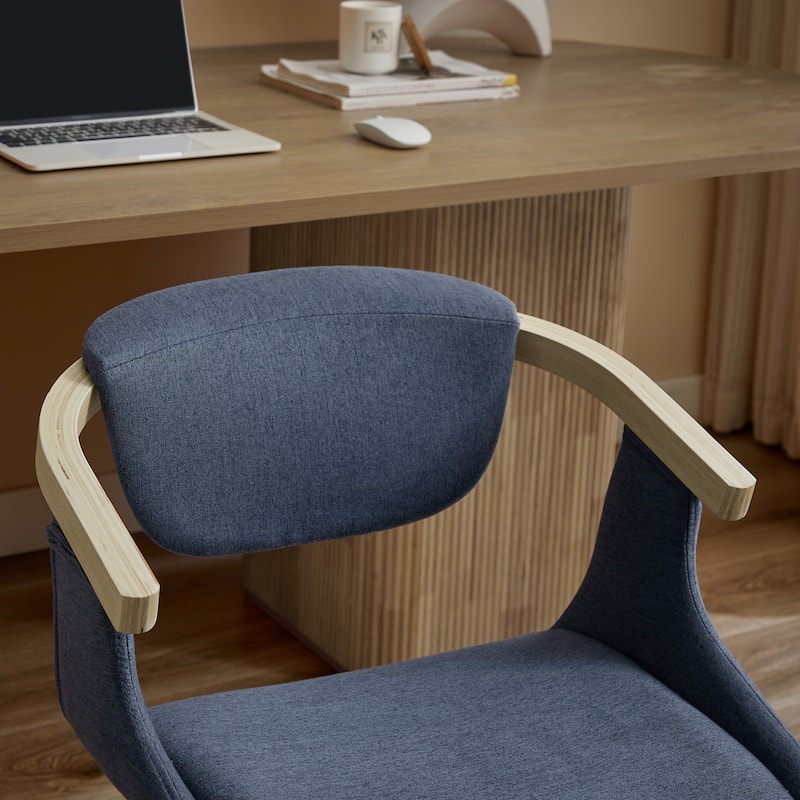Art Leon Swivel Upholstered and Wood Accent Chair