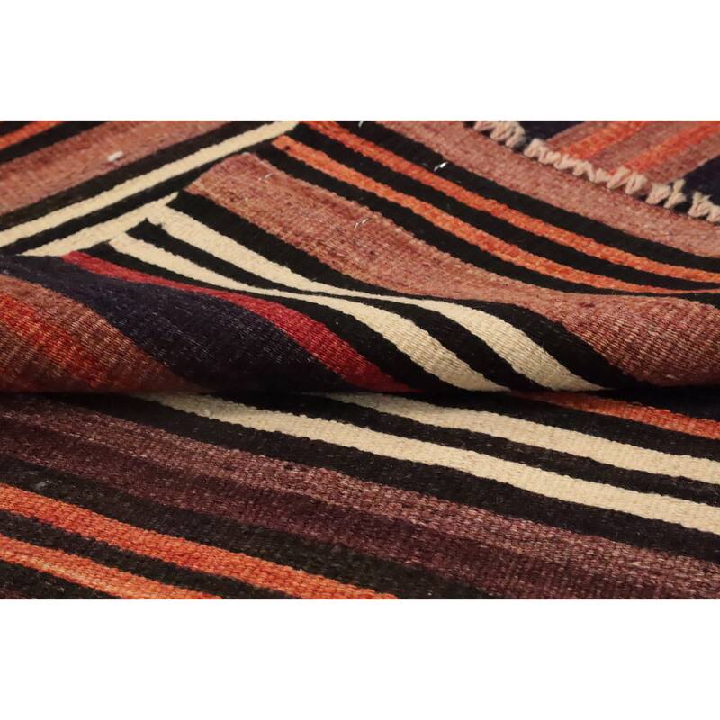 Hand Woven Oriental 100% Wool Carpet Southwestern Geometric Multi-Colored Kilim Area Rug - 10' 5'' X 5' 2''