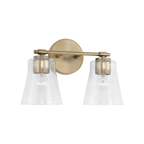 Baker 2-light Bath/ Vanity Fixture w/ Clear Seeded Glass
