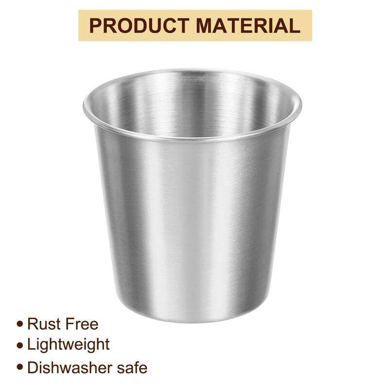 4 Pcs 304 Stainless Steel Cups, Drop-Resistant Metal Water Glasses Cup - Silver