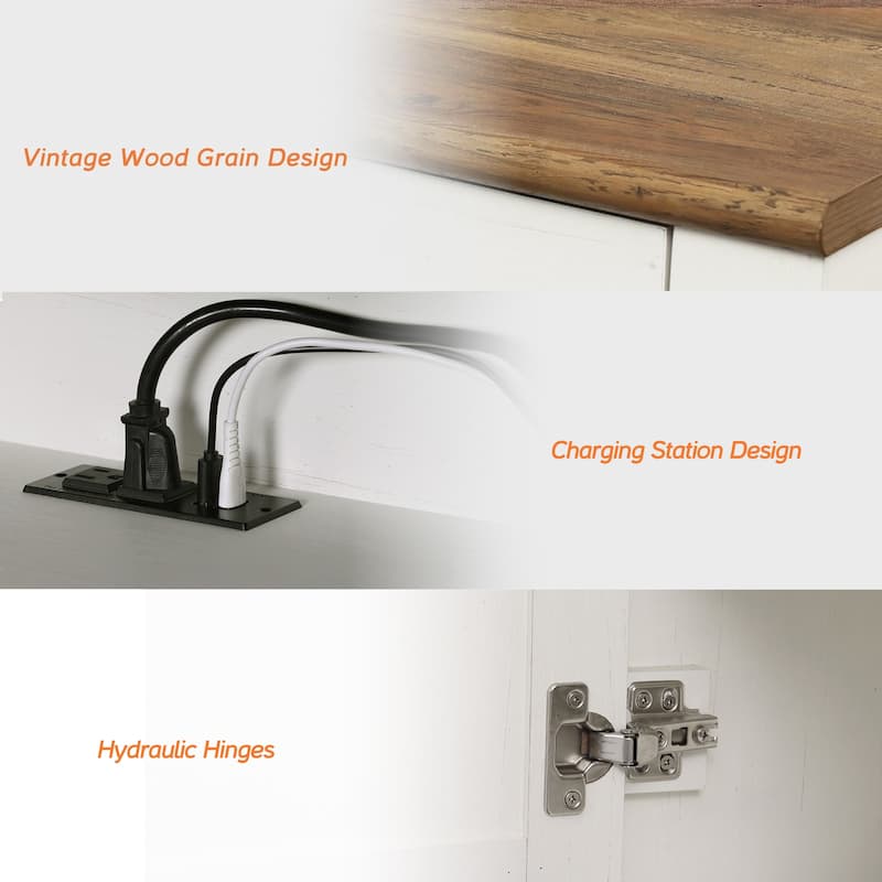 Door Floating TV Stand with Charging Station