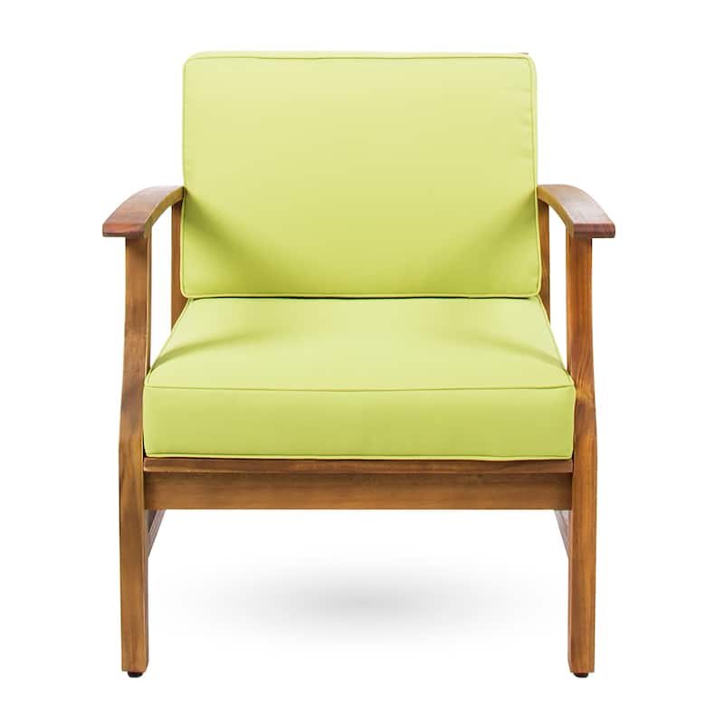 Perla Outdoor Acacia Wood Club Chair with Cushion (Set of 4) by Christopher Knight Home