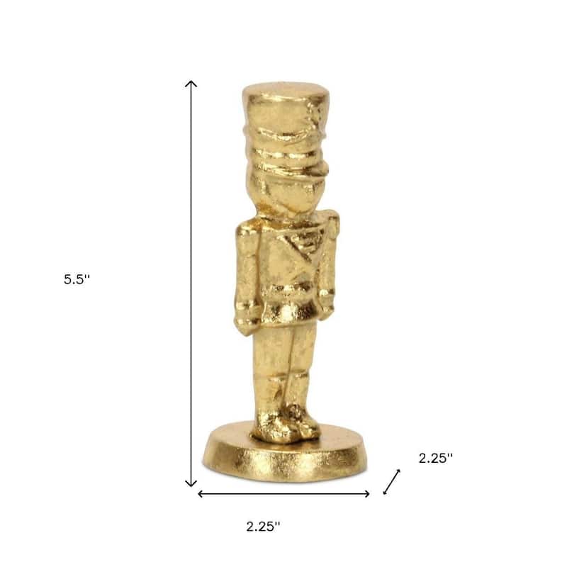 HomeRoots 6" Gold Cast Iron Christmas Nutcracker Figurine - 2.25 in. x 5.50 in. x 2.25 in.