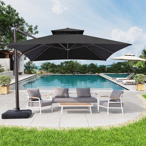 VredHom Patio Rectangular Offset Umbrella with Crank Handle