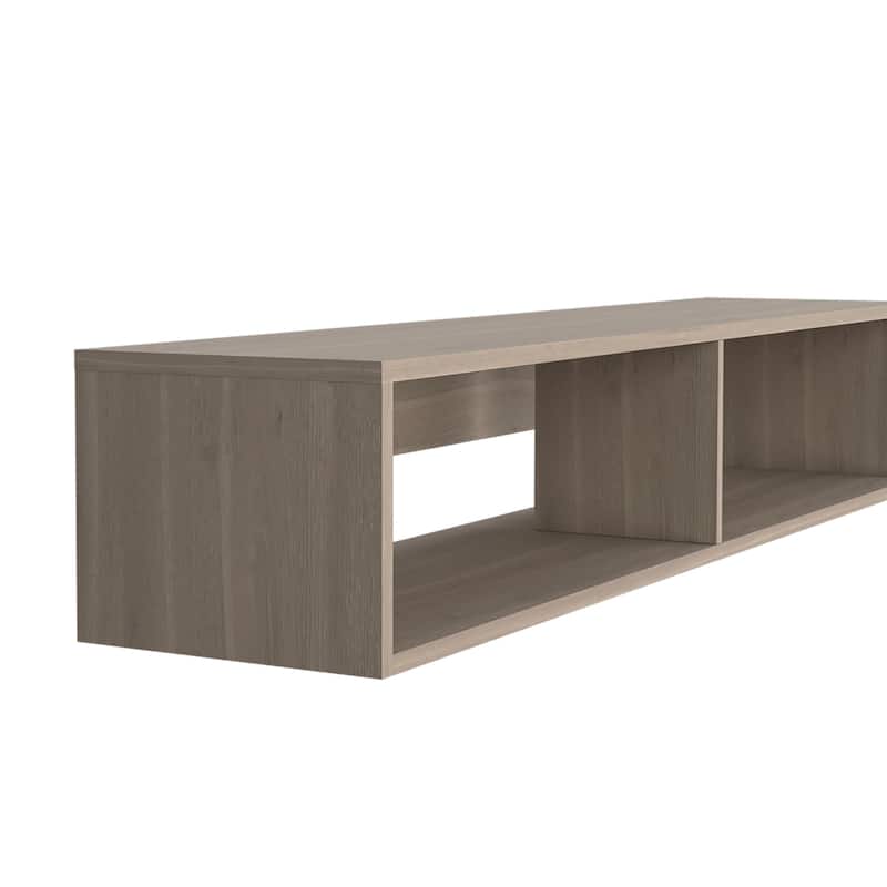 Wall-Mounted 59" Floating TV Stand, Cable Management, 2 Media Compartments, Modern Floating Shelf for Living Room