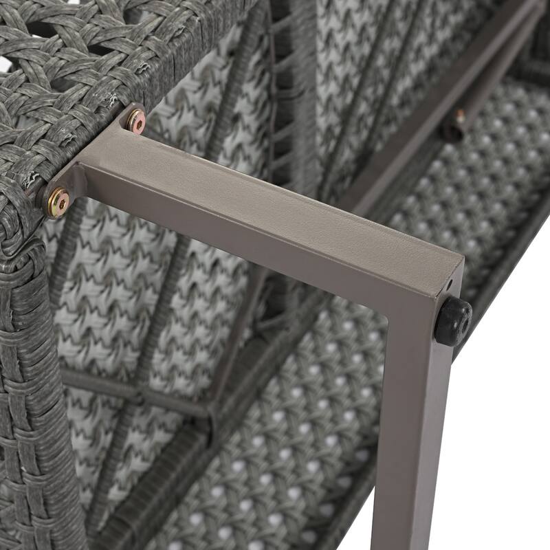 Diamond Weave Patio Sectional Sofa L-shape Conversation Sets with Extendable Coffee Table, Ice Bucket, Collapsible Seat, 6-Pers