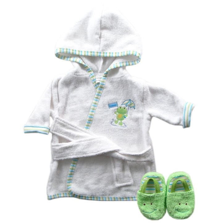 Luvable Friends Baby Unisex Cotton Terry Bathrobe, Green, One Size - Green - One Size