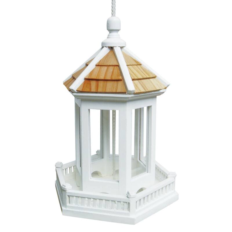 11" Ornate Tropical Inspired Pavilion Outdoor Garden Bird Feeder