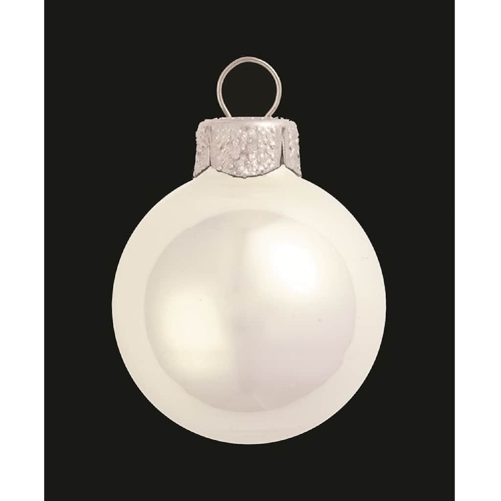 Pearl Finish Glass Christmas Ball Ornaments 4" (100Mm) Polar White 6Ct