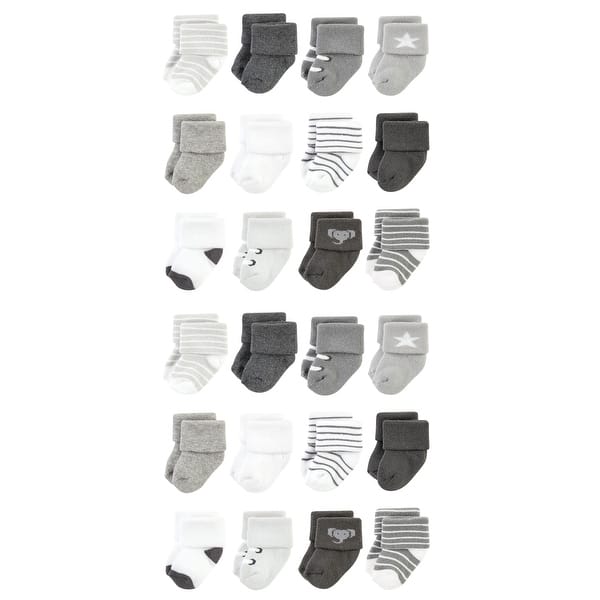 slide 1 of 1, Hudson Baby Cotton Rich Baby Terry Socks 24-Pack, Modern Elephant 0-6 Months - Modern Elephant