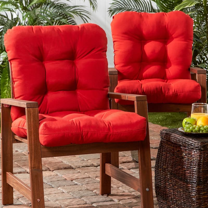 21 x 42-inch Solid Color Outdoor Seat/Back Chair Cushions (Set of 2) (Cushions Only)
