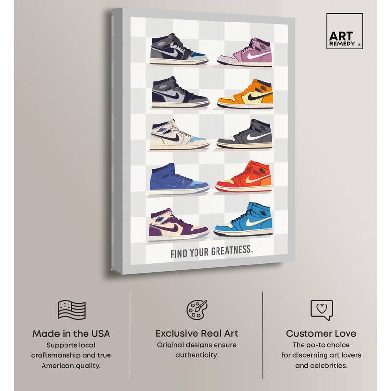 Find Your Greatness Sneakers Canvas by Art Remedy, Gallery Wrapped