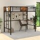 preview thumbnail 2 of 3, Twin Loft Bed with Metal Frame, Storage Shelf, and Ladder