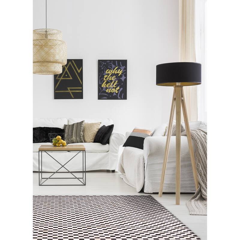 ECARPETGALLERY Handmade Cowhide Patchwork Black, Cream Leather Rug - 6'0 x 6'0