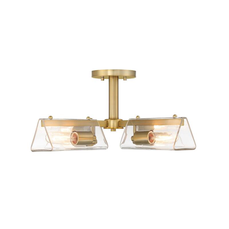 Latitude 24 in. 4-Light Brushed Gold Modern Chandelier with Clear Glass Shades