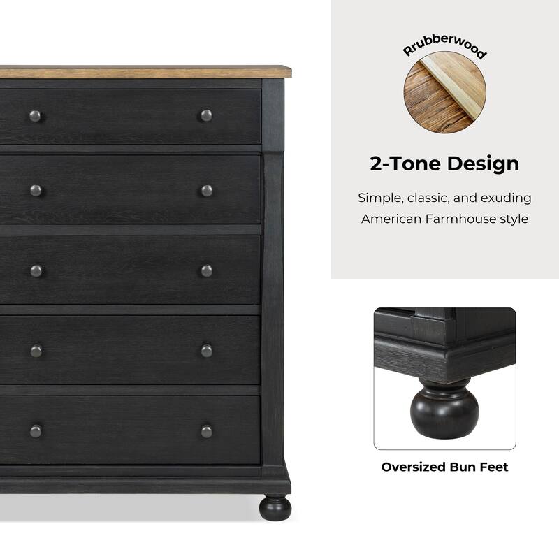 Furniture of America Lucan II 3-Piece Farmhouse Black Chest and 2 Nightstand Bedroom Set