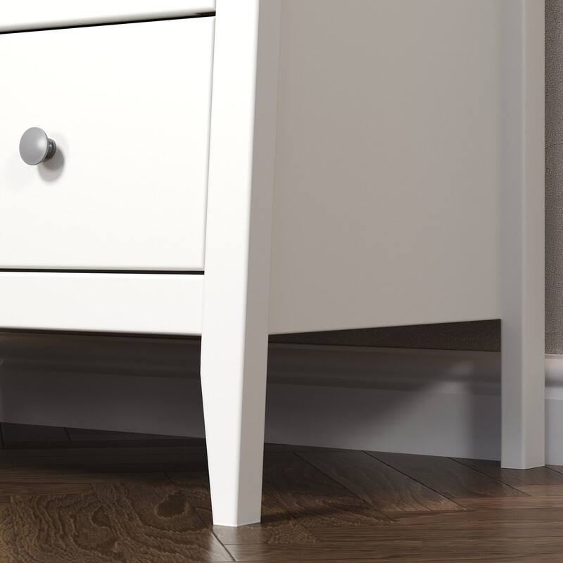 Jela Solid Wood 5 Drawer Dresser - White - White