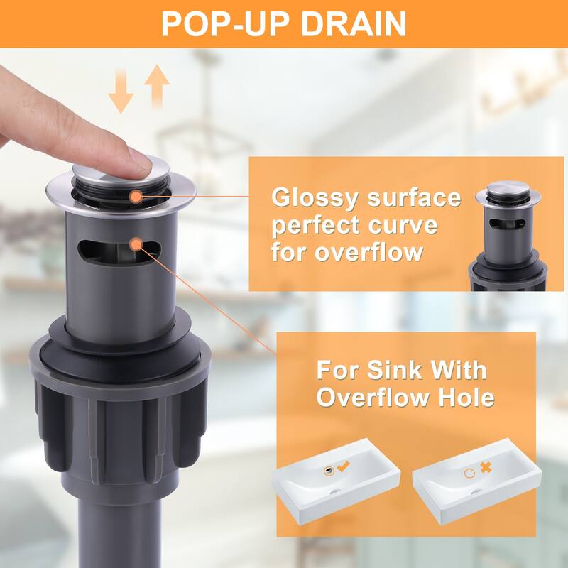 WOWOW 4 in. Centerset Double-Handle Bathroom Faucet with Pop Up Drain