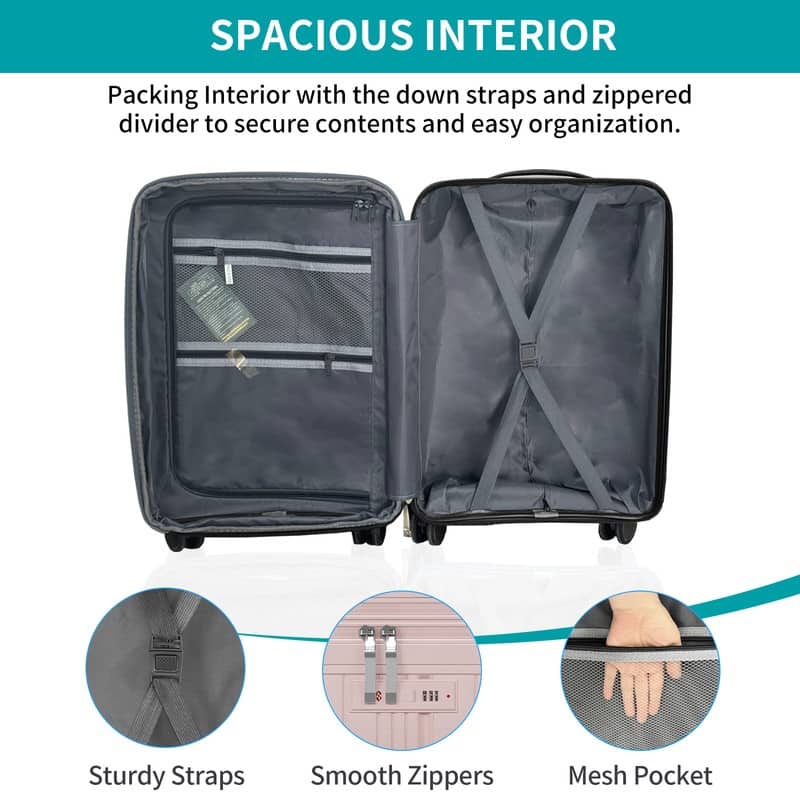 Mixoy Light weight Luggage with Spinner Wheels & YKK Zipper, 3-Piece Suitcase ABS Hardside Luggage Set with TSA Lock