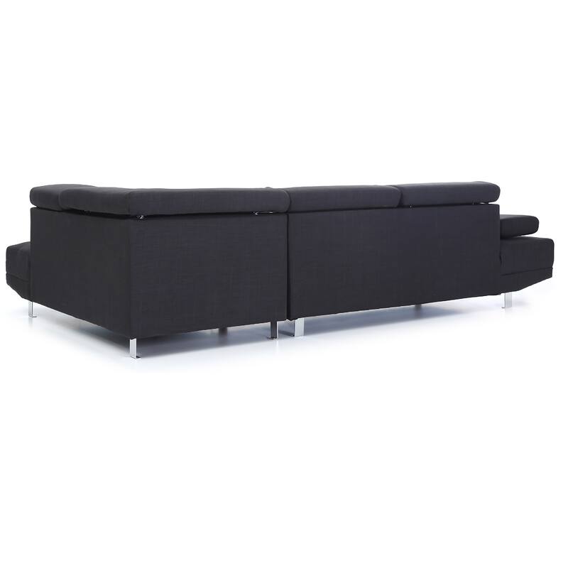 Adjustable Twill L Shape Sectional Sofa - 109" - Black