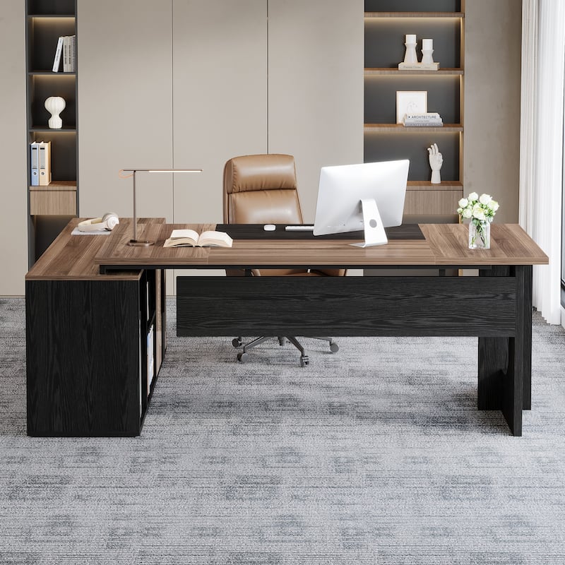 74.8" Executive Desk, Large Office Desk L Shaped Computer Desk