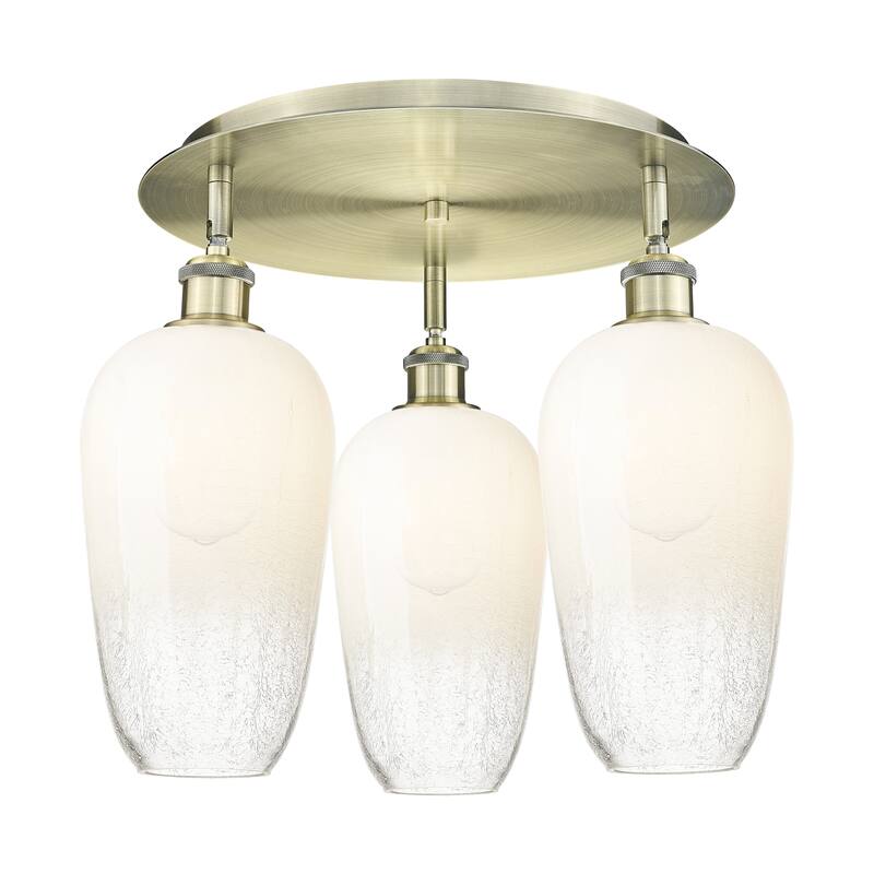 Innovations Lighting Endless Possibilities Ballston - Brookhaven Flute - 3 Light 19" Flush Mount - Antique Brass/Opal