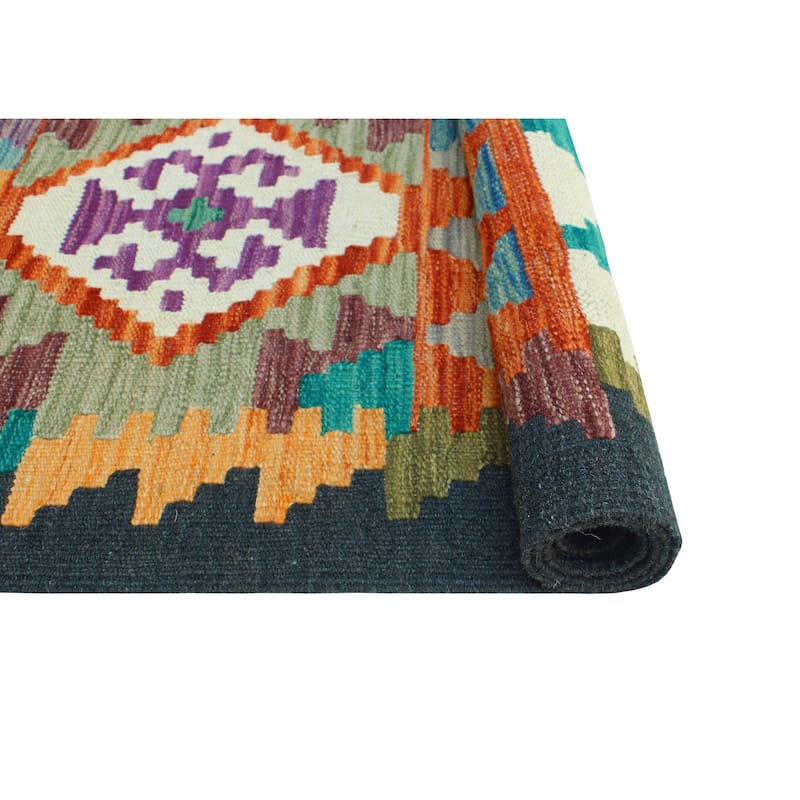 Flatweave Steve Red/Black Rug - 5'2" x 6'6"