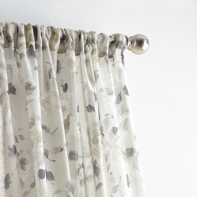 Martha Stewart Annabelle Floral Sheer Rod Pocket Single Curtain Panel