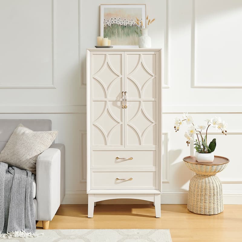 53.5" Tall Kitchen Pantry Storage Cabinet, Mid Century Modern Sideboard Buffet Cabinet, Retro Storage Cabinet with Drawers