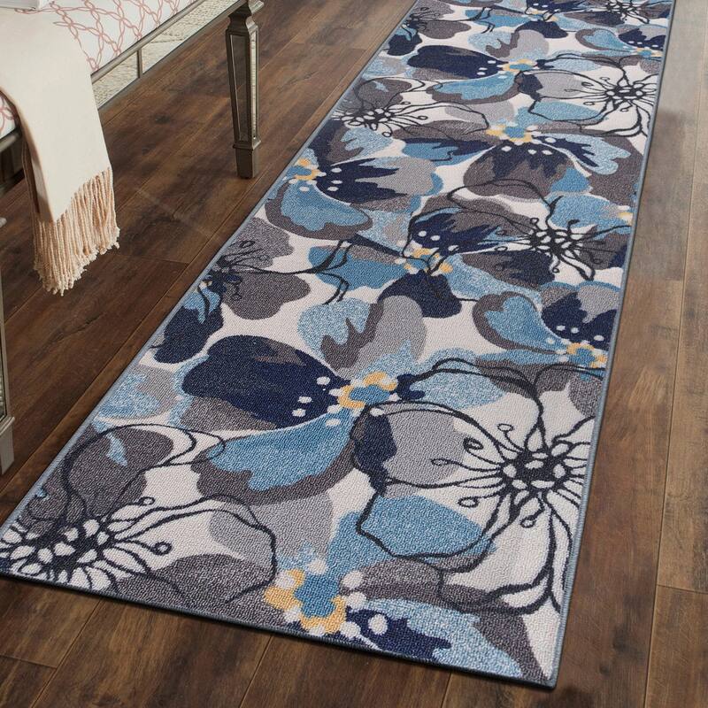 World Rug Gallery Modern Floral Non-Slip Area Rug - 2' x 7'