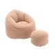 preview thumbnail 39 of 37, Microfiber Upholstered High Density Memory Foam Round Lazy Bean Bag Sofa Chair with Ottoman