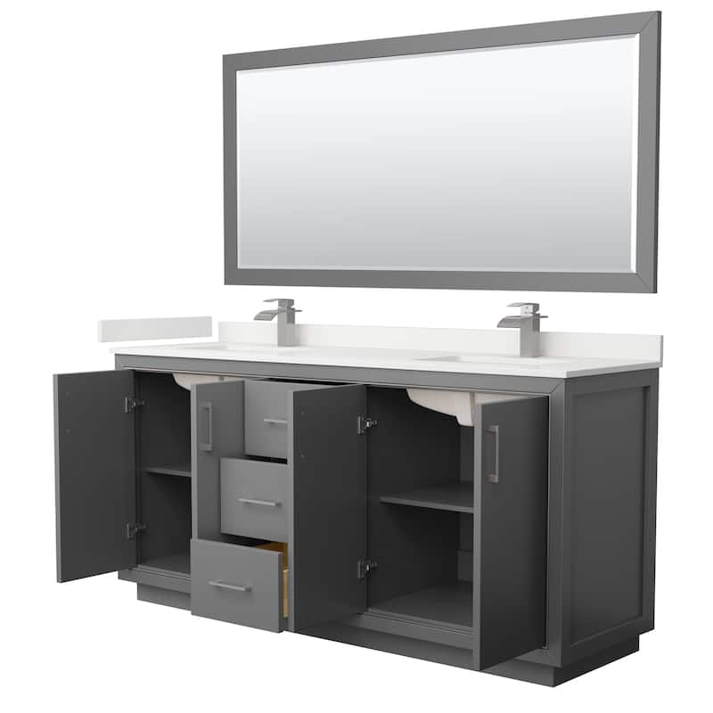 Icon 72-inch Double Vanity, Quartz Top, 70-inch Mirror