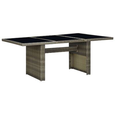 Garden Table Brown Poly Rattan and Tempered Glass