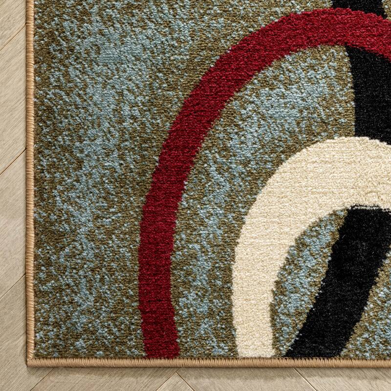 Well Woven Modern Geometric Abstract Shapes Red Oversized Runner Rug - 2'7" x 10'