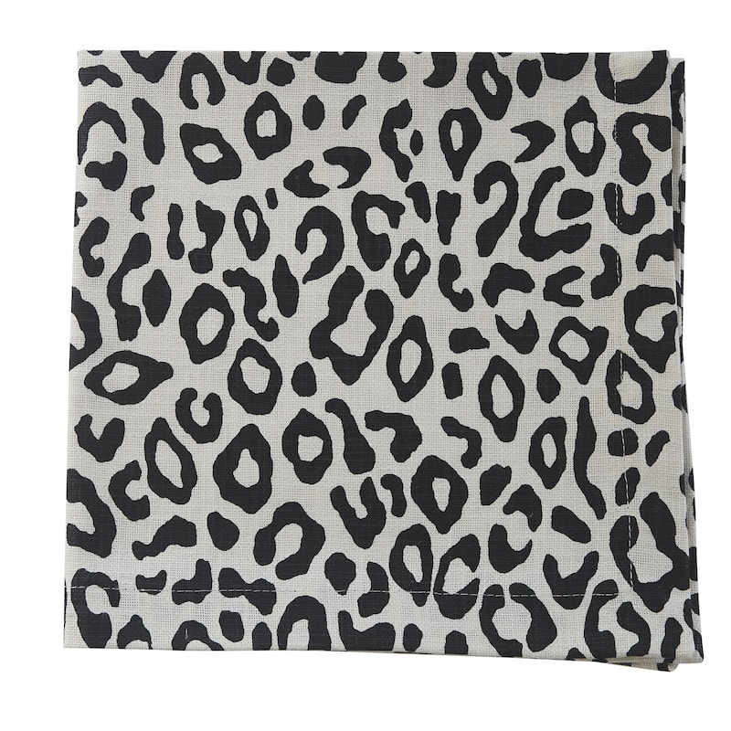 Split P Black Safari Leopard Printed Napkin Set of 4 - 20" x 20"