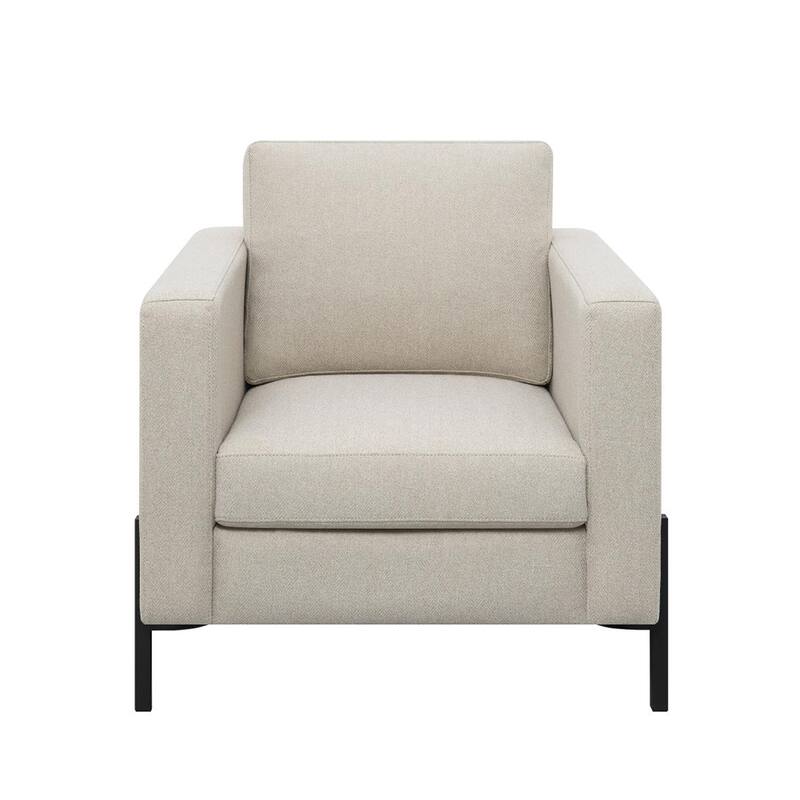 Upholstered Track Arms Chair with Metal Legs - Oatmeal and Black