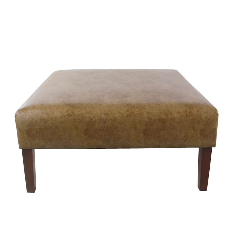 HomePop Square Coffee Table Ottoman – Stain-Resistant Cream Woven
