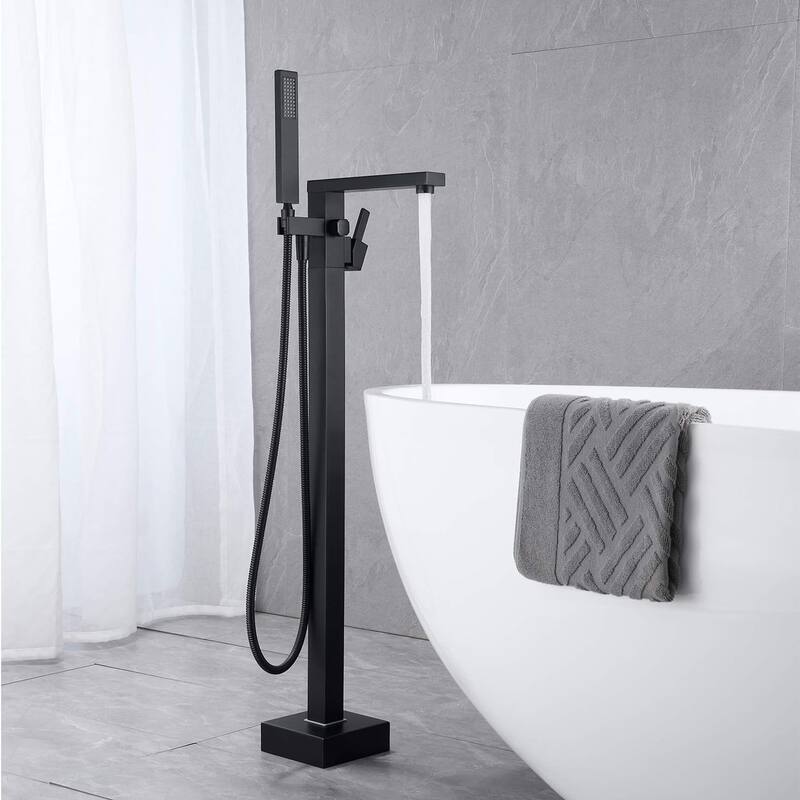 Gold/Black/Sliver Freestanding Bathtub Faucet, Floor Mount Bathtub Filler with Handheld Shower