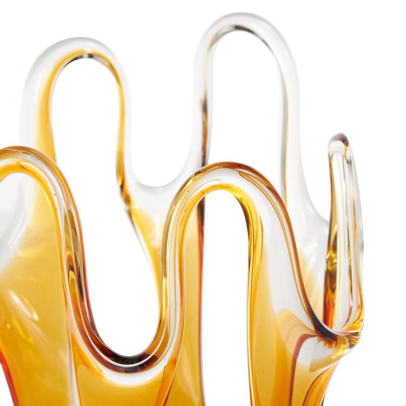 Glass Abstract Ombre Vase with Wavy Oval Cutouts - Orange, Black or Blue - Roche River Decor