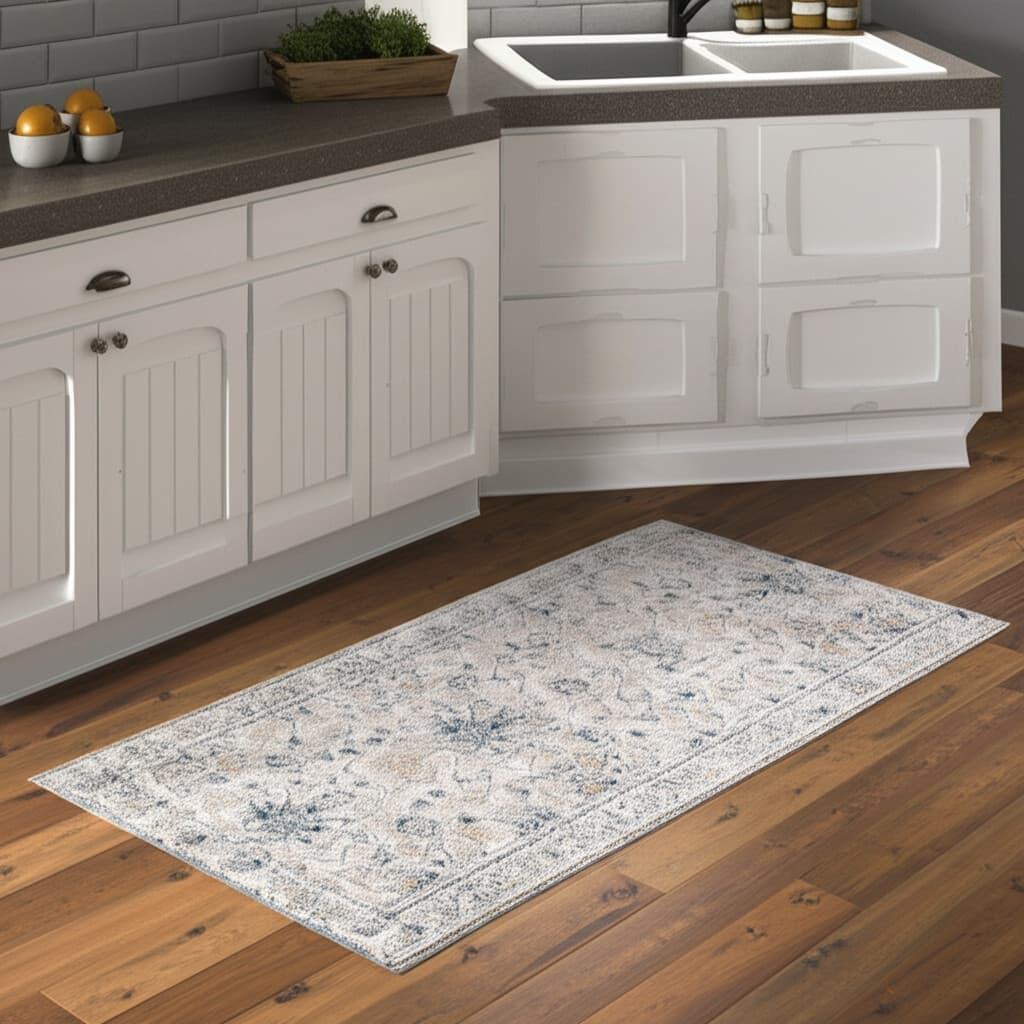 HomeRoots Floral Bohemian Runner Area Rug - 87.00 in. x 30.00 in. x 0.43 in.