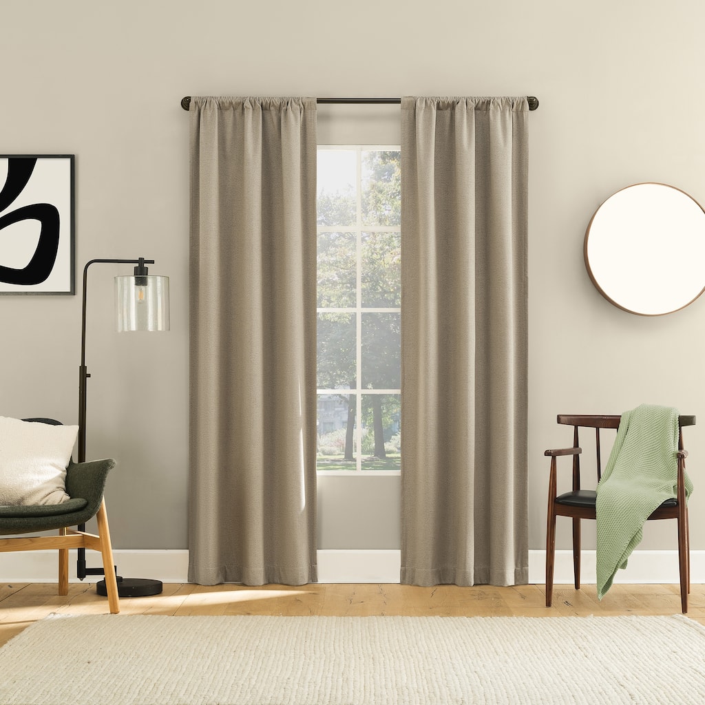 Sun Zero Prescott 2-Piece Herringbone Magnetic Closure Total Blackout Rod Pocket Curtain Panel Pair